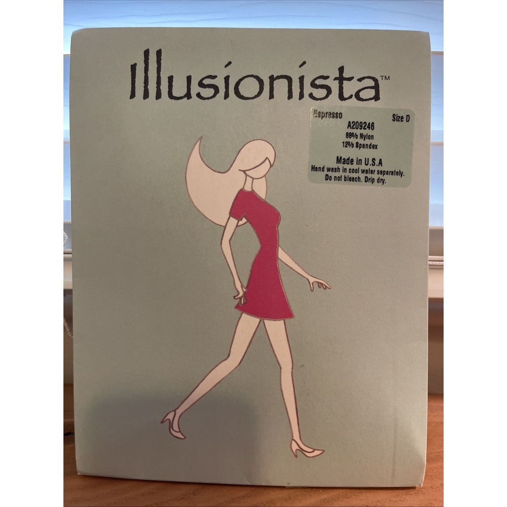 Lot of 2 Pairs NEW black & espresso‎ tights~Breezies Illusionista Size D
